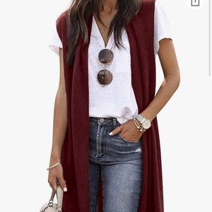 ZXZY Women Casual Sleeveless Open Front Tunic Vest Long Cardigan Tops Coat